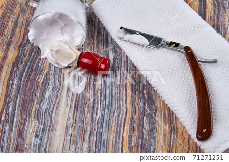 Shave tools on rustic wooden table. 71271251