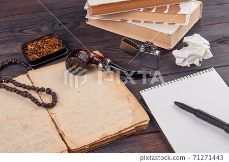 Top view composition of old writers stuff. Top view composition of old writers stuff. 71271443