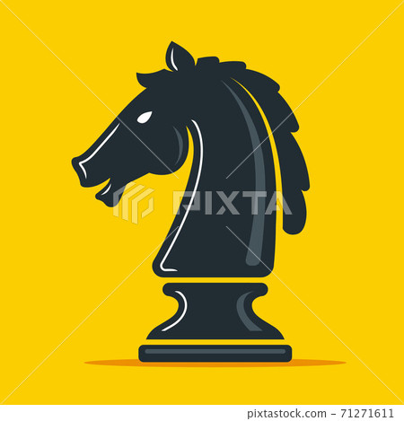 chess piece knight on a yellow background. horse head. chess piece knight on a yellow background. horse head. 71271611