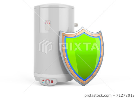 Electric boiler with shield, 3D rendering Electric boiler with shield, 3D rendering 71272012