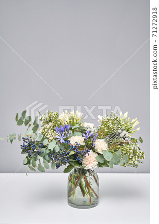 Bouquet 009. Finished flower arrangement in a vase for home. Flowers bunch, set for interior. Fresh cut flowers for decoration home. European floral shop. Delivery fresh cut flower. 71272918