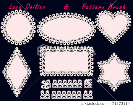 Collection of lace doilies and pattern brush. For laser cutting, scrapbook, templates design baby shower, cards and invitations. Collection of lace doilies and pattern brush. For laser cutting, scrapbook, templates design baby shower, cards and invitations. 71273114