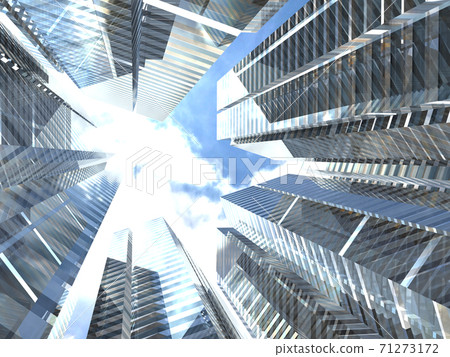 仰望天空呈星形CG插圖的建築城鎮形象 仰望天空呈星形CG插圖的建築城鎮形象 71273172