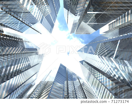 Image of a building town where the sky looking up is in the shape of a star CG illustration Image of a building town where the sky looking up is in the shape of a star CG illustration 71273174