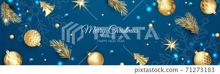 Christmas banner. Background Xmas objects viewed from above. BackgroundMerry Christmas and happy New Year 71273183