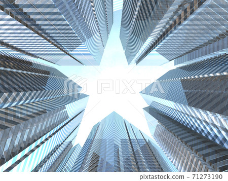 仰望天空呈星形CG插圖的建築城鎮形象 仰望天空呈星形CG插圖的建築城鎮形象 71273190