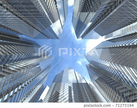 仰望天空呈星形CG插圖的建築城鎮形象 71273194