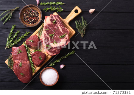 Set of raw beef steak Set of raw beef steak 71273381