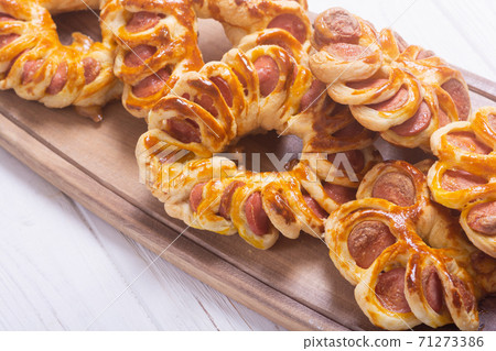 Homemade baked sausage dough Homemade baked sausage dough 71273386