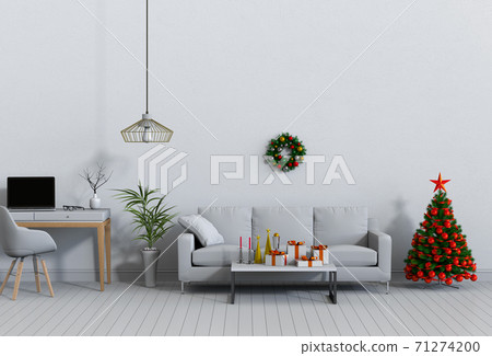 Christmas interior living room. 3d render Christmas interior living room. 3d render 71274200