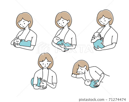 Breastfeeding posture Baby hugging pattern 71274474