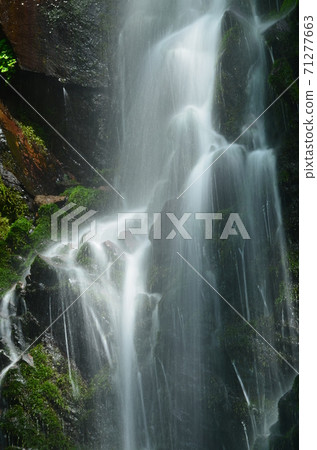 A large waterfall in the water stream of Kanokozawa, Oketo-cho, Hokkaido A large waterfall in the water stream of Kanokozawa, Oketo-cho, Hokkaido 71277663