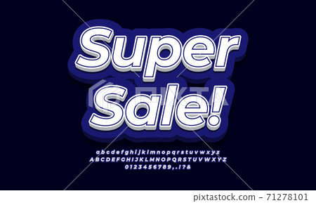 Super Sale text template for discount promotion text 3d blue Super Sale text template for discount promotion text 3d blue 71278101