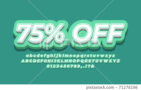 75% off sale discount promotion text 3d green blue 75% off sale discount promotion text 3d green blue 71278106