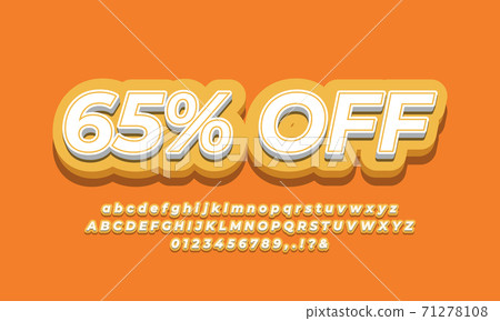 65% off sale discount promotion text 3d orange yellow 71278108