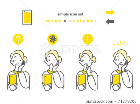 Simple icon set for senior women who operate smartphones 71279205
