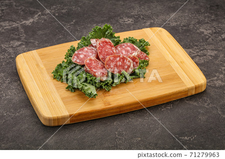 Iberian pork Fuet sausage slices Iberian pork Fuet sausage slices 71279963