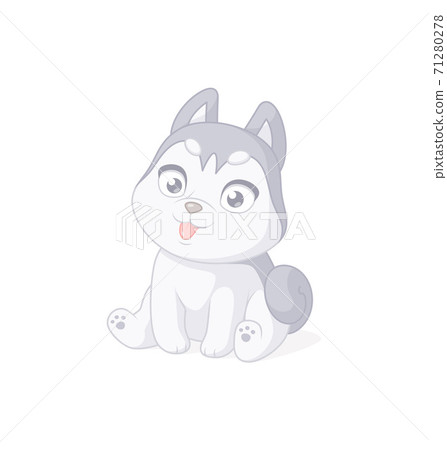 Cute Siberian husky puppy cartoon character. Vector illustration on white background. Cute Siberian husky puppy cartoon character. Vector illustration on white background. 71280278