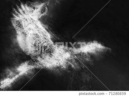 Abstract smoke bird flapping in the dark 71280839