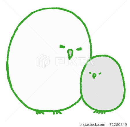 Parent and child of an owl with closed eyes (green) Parent and child of an owl with closed eyes (green) 71280849