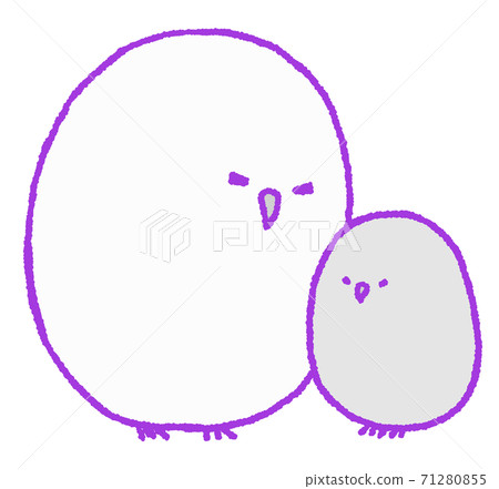 Parent and child of an owl with closed eyes (purple) Parent and child of an owl with closed eyes (purple) 71280855