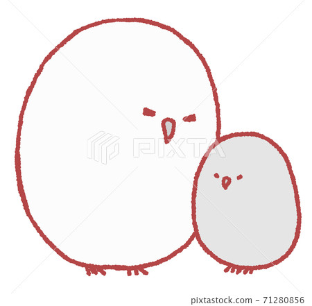 Parent and child of an owl with closed eyes (red) Parent and child of an owl with closed eyes (red) 71280856