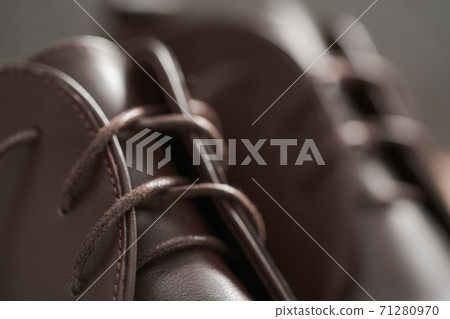 Closeup shot of brown leather chukka boots 71280970