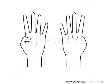 Hands with four fingers 71281168