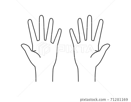 Pose with both hands open 71281169