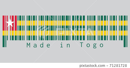 Barcode set the color of Togolese flag, Barcode set the color of Togolese flag, 71281728