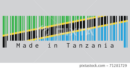 Barcode set the color of Tanzanian flag, A yellow-edged black diagonal band Barcode set the color of Tanzanian flag, A yellow-edged black diagonal band 71281729