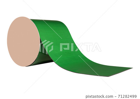 green sealant roll on a white background, for joining and sealing the seams of the roof, tar and rubber, isolate green sealant roll on a white background, for joining and sealing the seams of the roof, tar and rubber, isolate 71282499