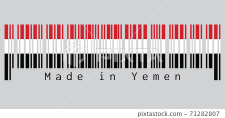 Barcode set the color of Yemen flag, a horizontal tricolour of red, white and black. text Barcode set the color of Yemen flag, a horizontal tricolour of red, white and black. text 71282807