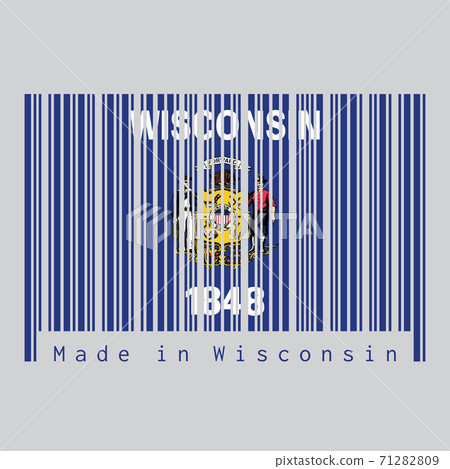 Barcode set the color of Wisconsin flag, the states of America. Barcode set the color of Wisconsin flag, the states of America. 71282809