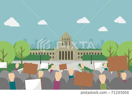 Japanese Diet Building and Protest Demonstration Vector Illustration (without text) Japanese Diet Building and Protest Demonstration Vector Illustration (without text) 71283008