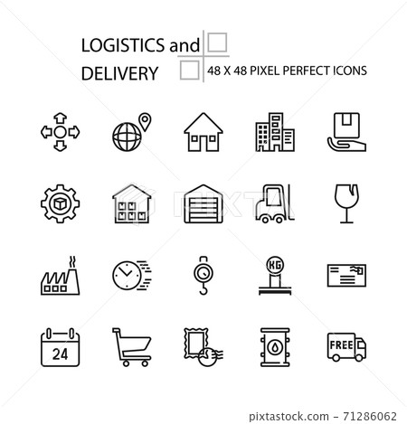 LOGISTICS and DELIVERY vector line 48x48 Pixel Perfect Icons LOGISTICS and DELIVERY vector line 48x48 Pixel Perfect Icons 71286062