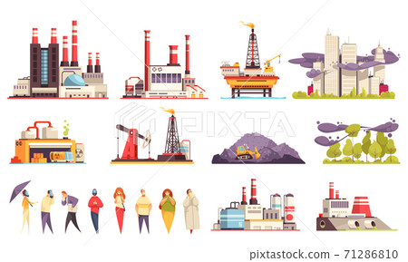 Industrial Buildings Cartoon Set - Stock Illustration [71286810] - PIXTA
