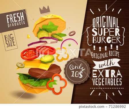 3D Hamburger Horizontal Poster 71286992