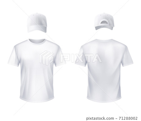 WhiteT-shirtt Baseball Cap Man Realistic 71288002