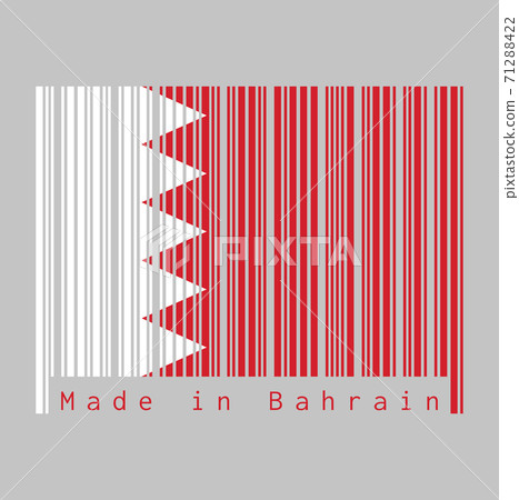 Barcode set the color of Bahrain flag, five white triangles in the form of zigzag on red field Barcode set the color of Bahrain flag, five white triangles in the form of zigzag on red field 71288422