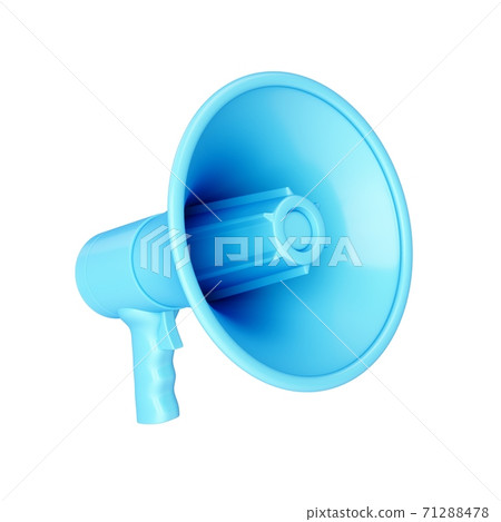 3D Rendering Blue Megaphone isolated on white background 71288478