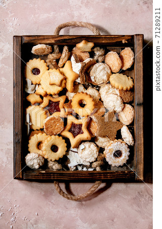 Homemade shortbread biscuits cookies collection. Top view 71289211