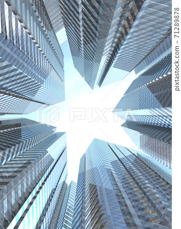 仰望天空呈星形CG插圖的建築城鎮形象 仰望天空呈星形CG插圖的建築城鎮形象 71289878