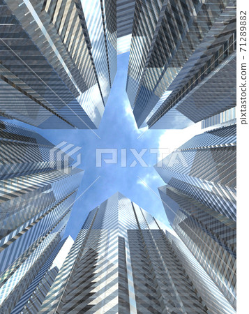 Image of a building town where the sky looking up is in the shape of a star CG illustration Image of a building town where the sky looking up is in the shape of a star CG illustration 71289882