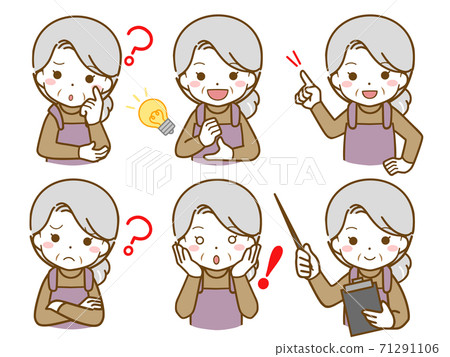 Questions and solutions of an elderly woman in an apron 71291106