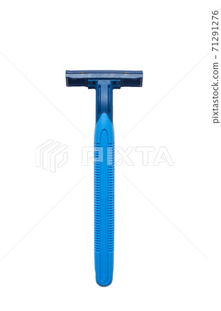 Blue men's razor on a white background. Isolated background 71291276