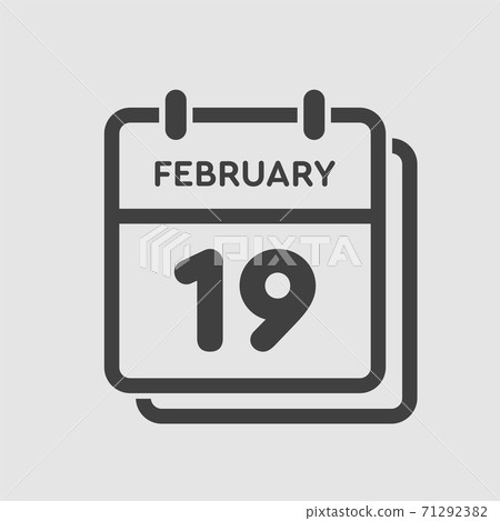 Icon day date 19 February, template calendar page 71292382