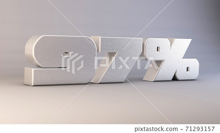 97 percent 3d metal text isolated on white, 3d render illustration 71293157