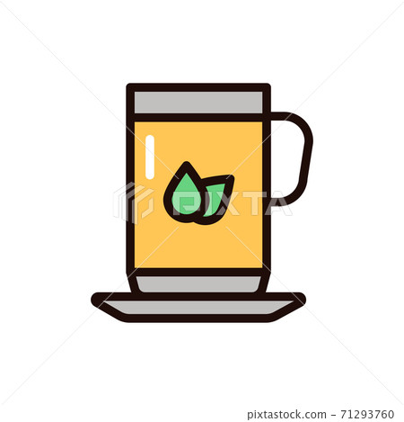 Green tea color line icon. Isolated vector element. Green tea color line icon. Isolated vector element. 71293760