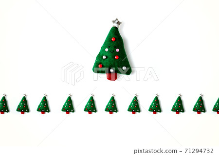 Christmas cushion trees overhead view 71294732